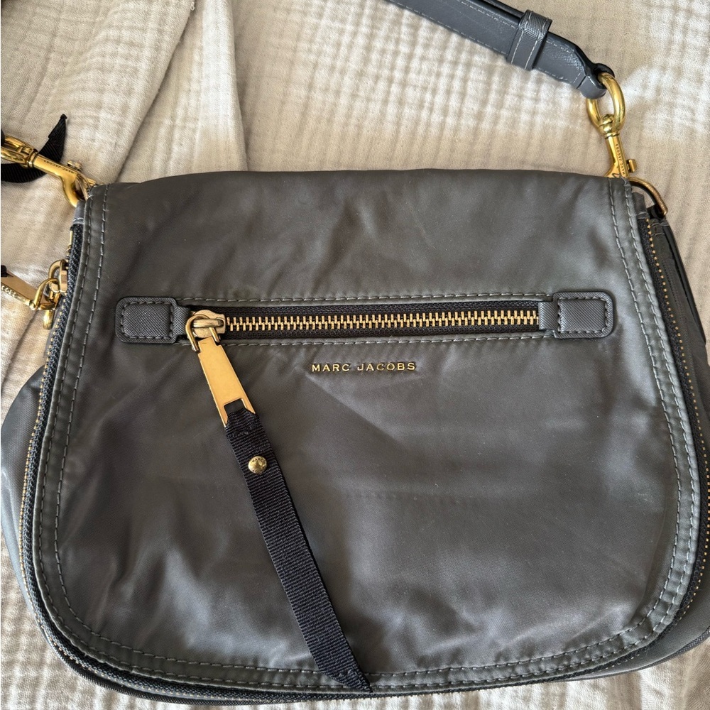 Marc Jacobs Gray Crescent Crossbody Bag with Gold Hardware